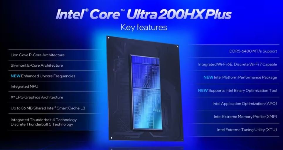 Intel представила мобильные процессоры Core Ultra 200HX Plus для игровых ноутбуков и рабочих станций